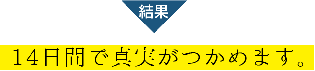 結果14日間で真実がつかめます。