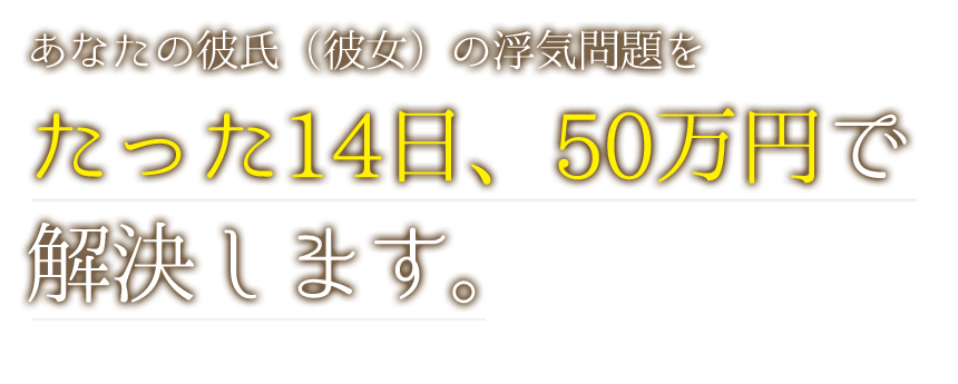 あなたの彼氏(彼女)のネットでの浮気問題をたった14日、50万円で解決します。